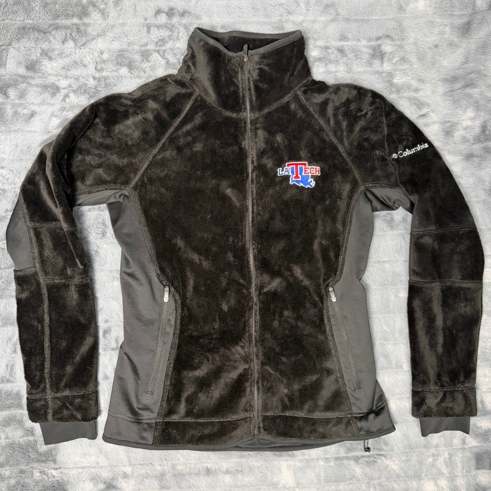 Columbia Black Teddy Fleece Jacket with LA Tech Patch